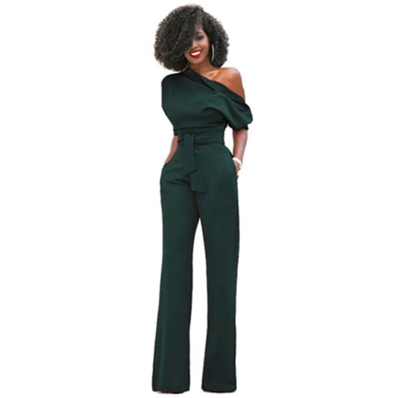 Bianca - Off-Shoulder Belted Jumpsuit