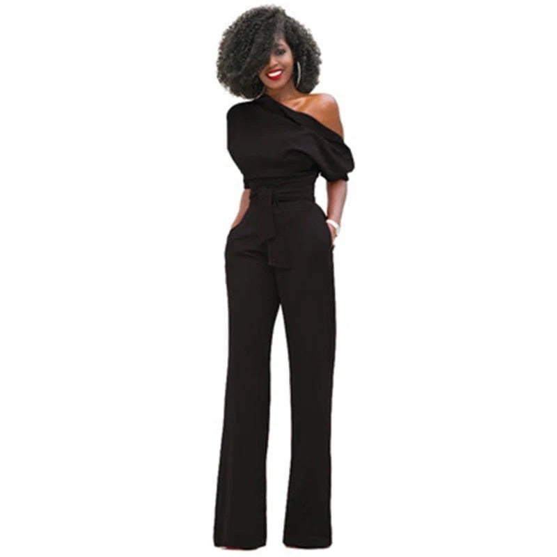 Bianca - Off-Shoulder Belted Jumpsuit