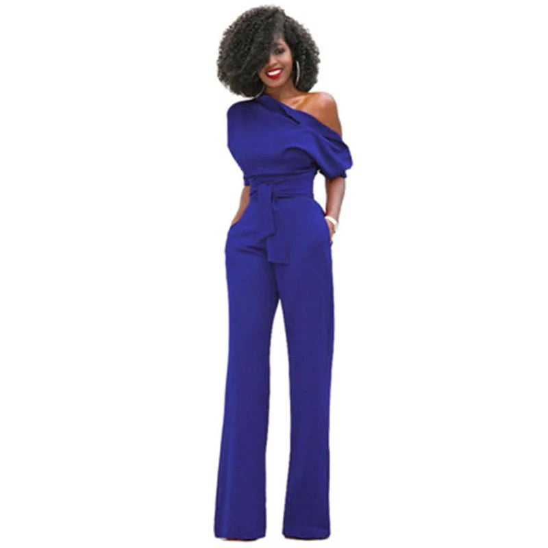 Bianca - Off-Shoulder Belted Jumpsuit