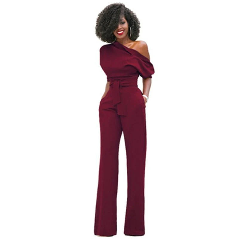 Bianca - Off-Shoulder Belted Jumpsuit