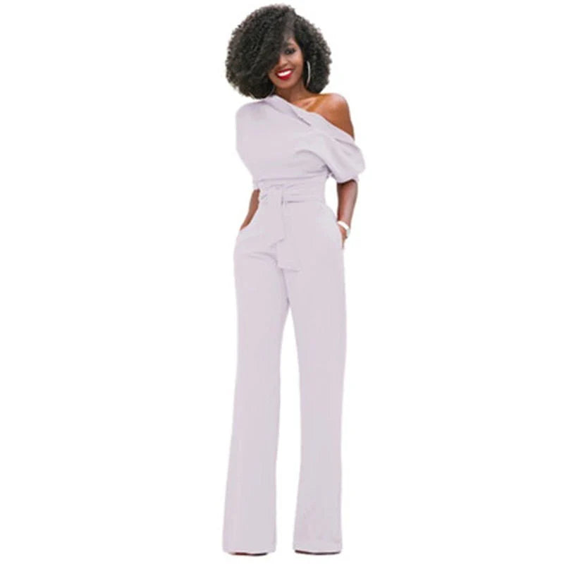 Bianca - Off-Shoulder Belted Jumpsuit