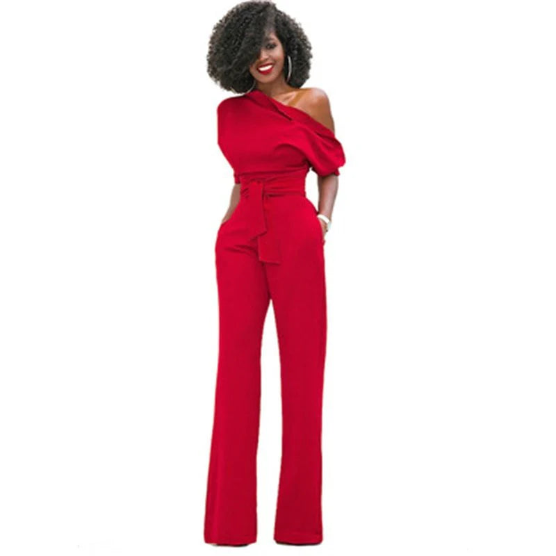 Bianca - Off-Shoulder Belted Jumpsuit