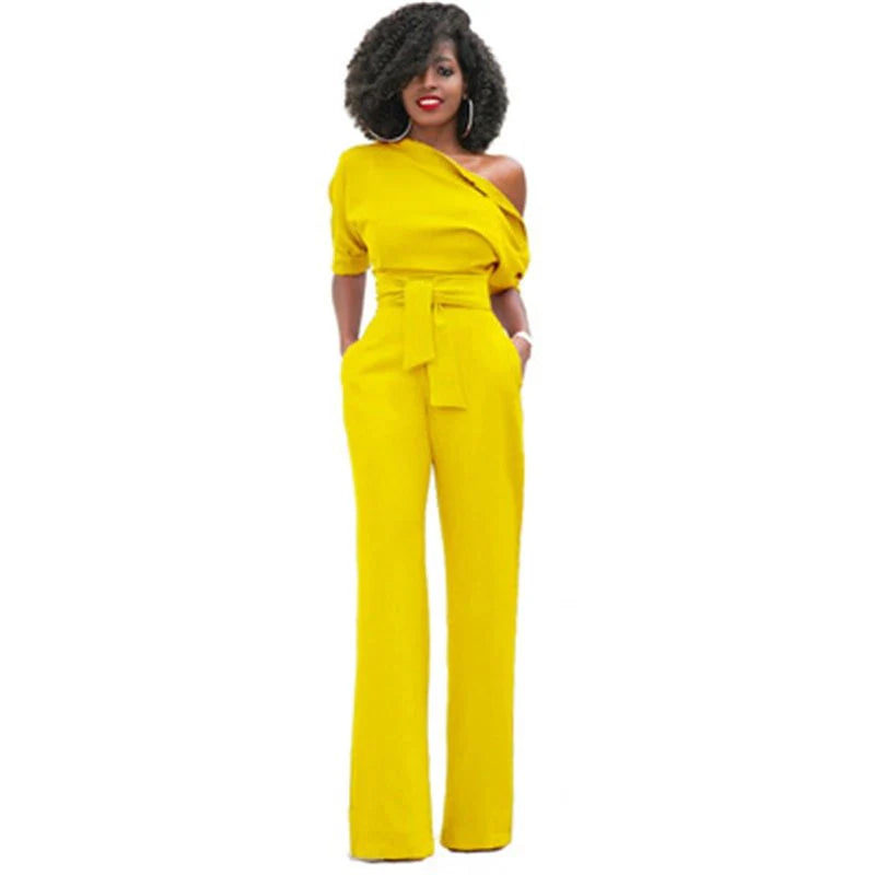 Bianca - Off-Shoulder Belted Jumpsuit