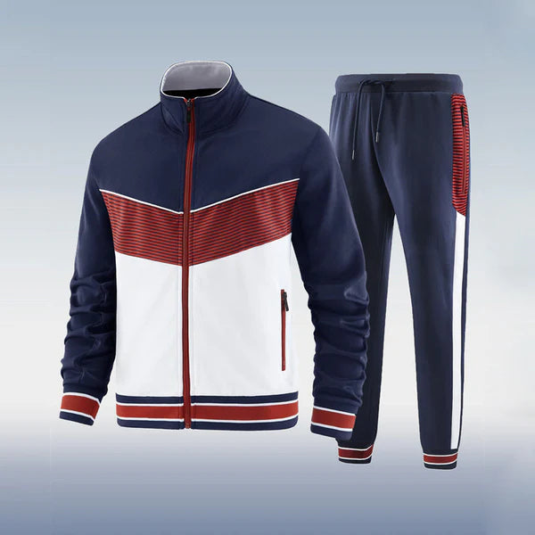 Brody – Athleisure Track Set with Striped Panel and Ribbed Trim