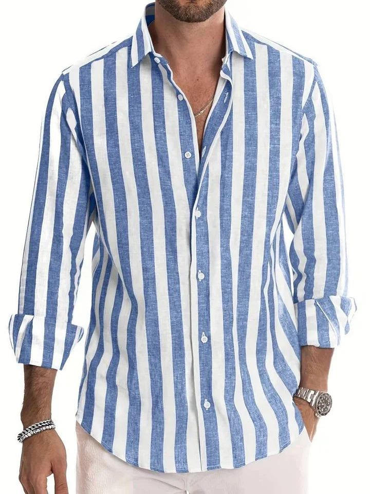 Byron - Casual Button-Up Shirt with Vertical Striped Pattern