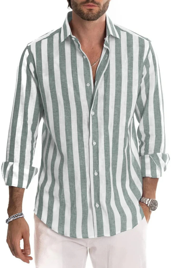 Byron - Casual Button-Up Shirt with Vertical Striped Pattern