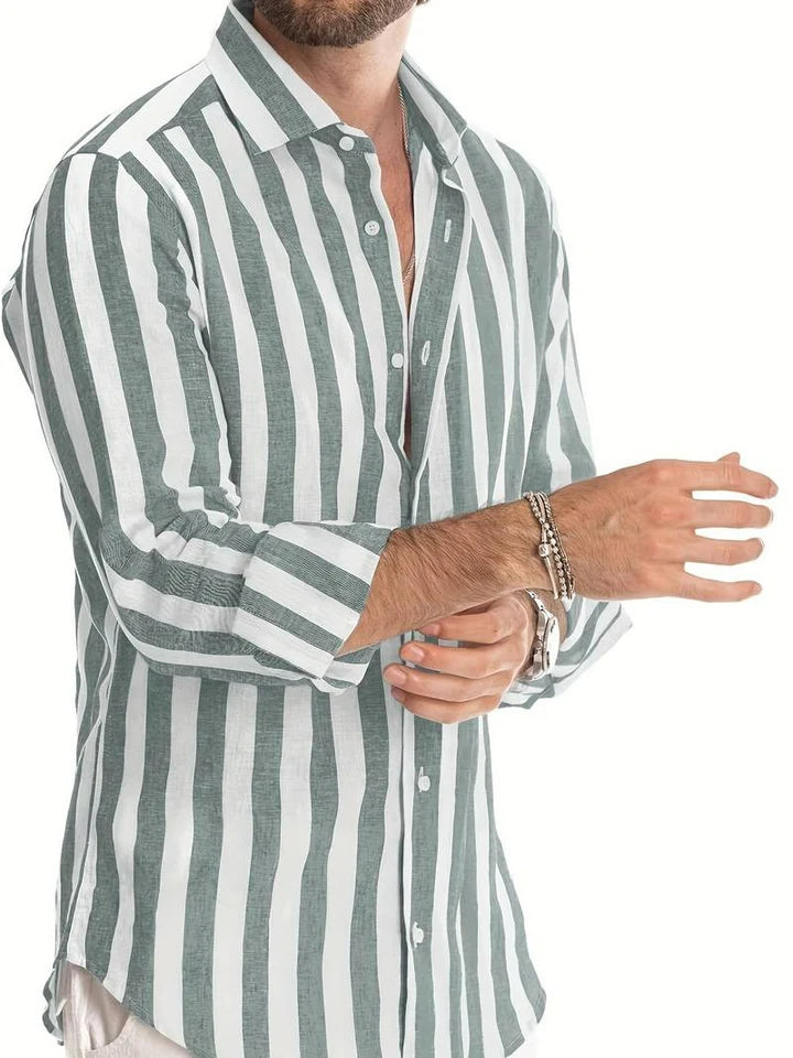 Byron - Casual Button-Up Shirt with Vertical Striped Pattern