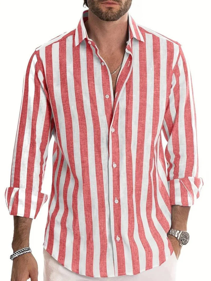 Byron - Casual Button-Up Shirt with Vertical Striped Pattern