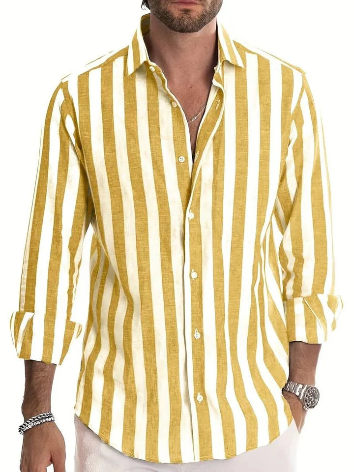 Byron - Casual Button-Up Shirt with Vertical Striped Pattern