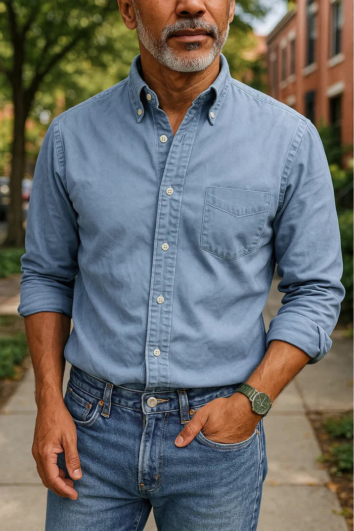 Caleb – Casual Oxford Shirt with Button-Down Collar and Chest Pocket