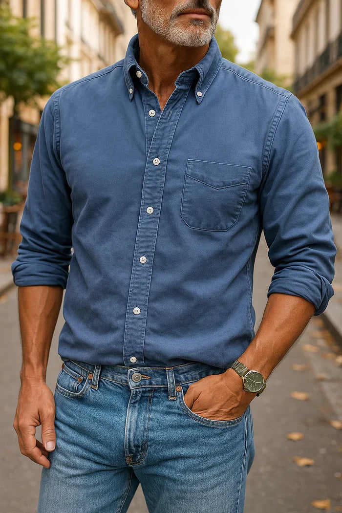 Caleb – Casual Oxford Shirt with Button-Down Collar and Chest Pocket