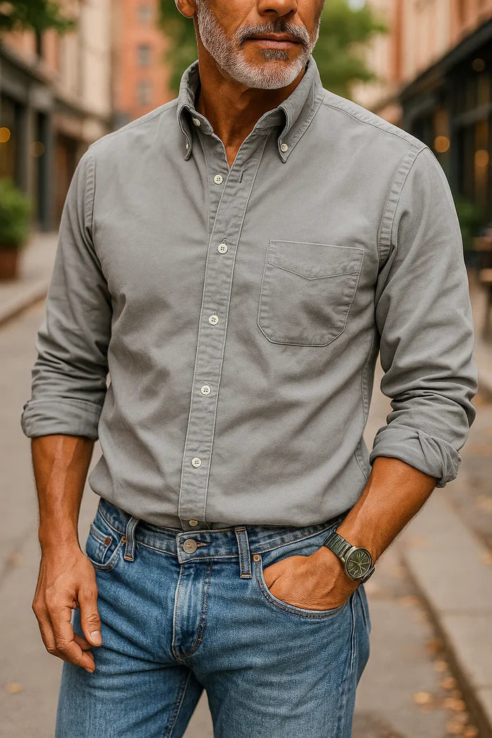 Caleb – Casual Oxford Shirt with Button-Down Collar and Chest Pocket