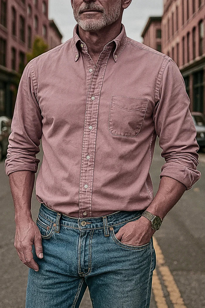 Caleb – Casual Oxford Shirt with Button-Down Collar and Chest Pocket