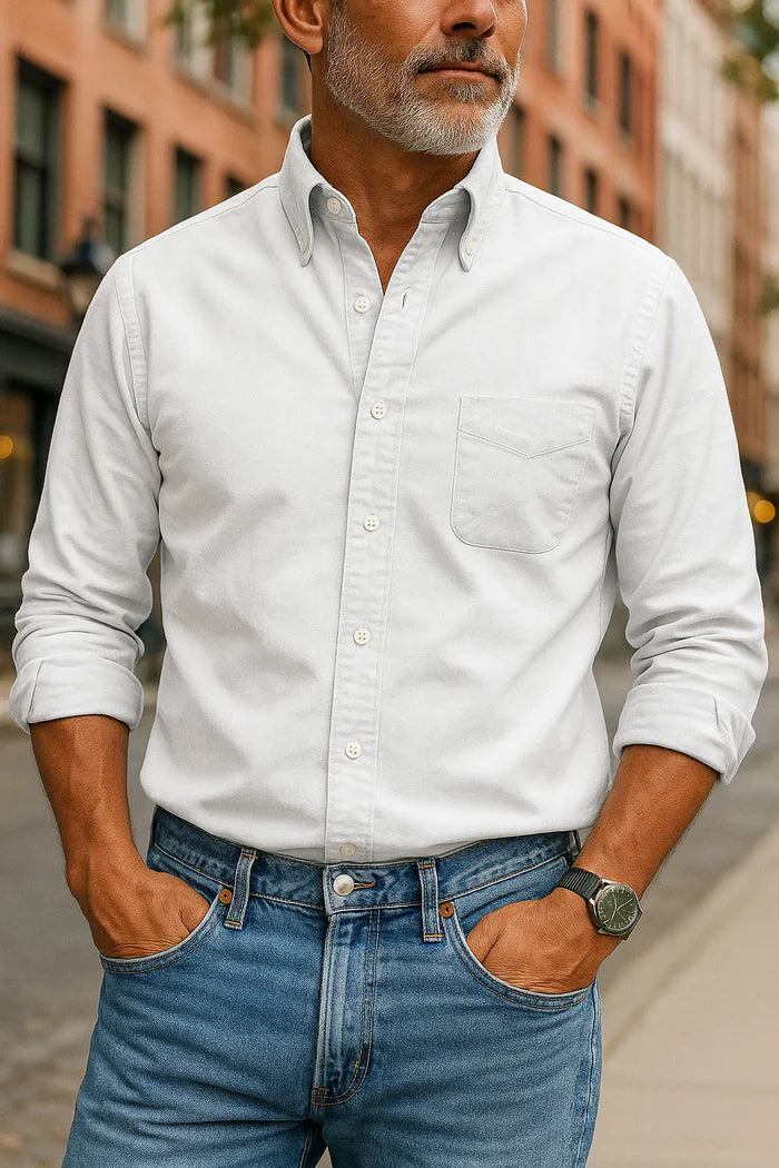 Caleb – Casual Oxford Shirt with Button-Down Collar and Chest Pocket