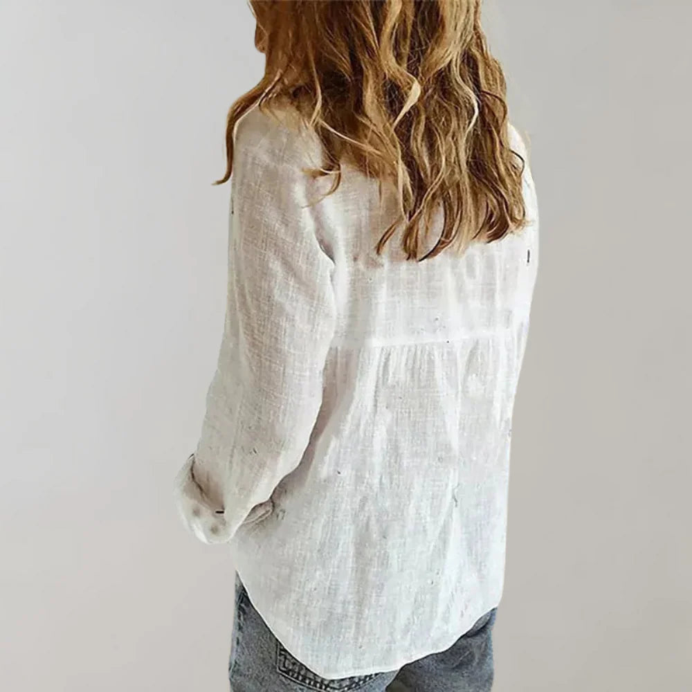 Celina - Button-Up Shirt with Rolled Sleeves and Relaxed Fit