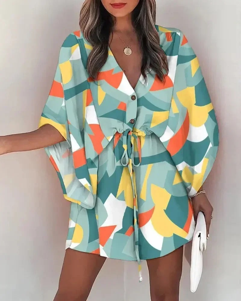 Charlotte | Women's Summer Flattering V-Neck Mini Dress