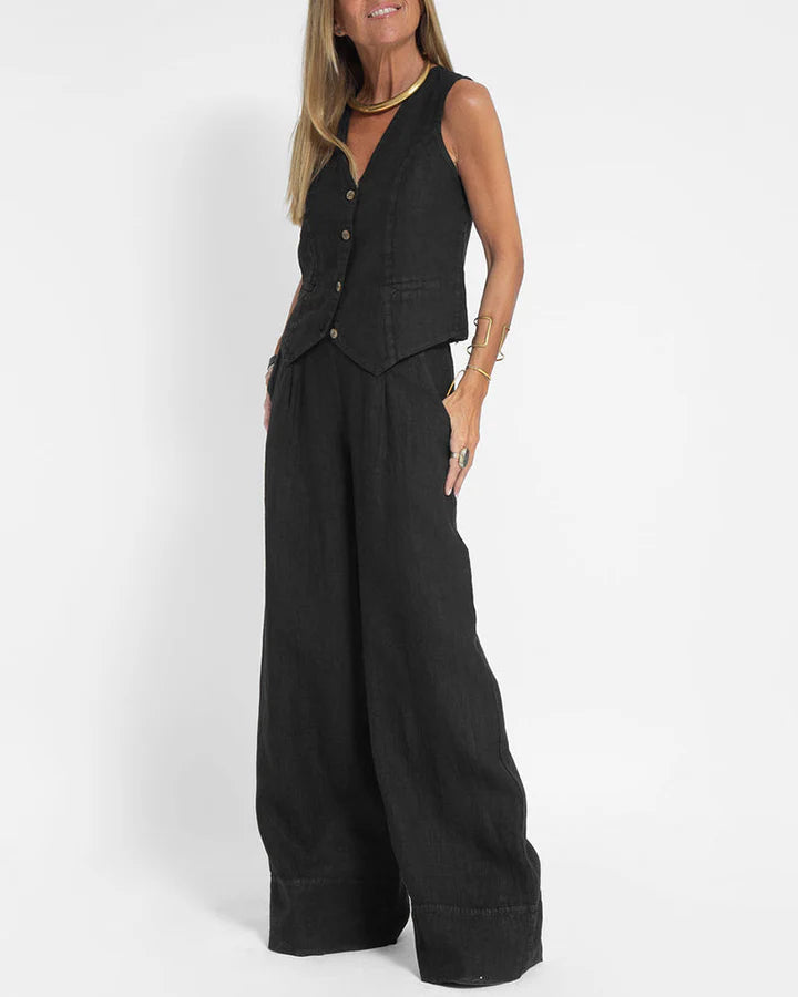 Claire - Sleek Vest and Relaxed Wide-Leg Pants Set