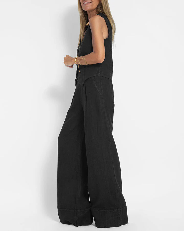 Claire - Sleek Vest and Relaxed Wide-Leg Pants Set