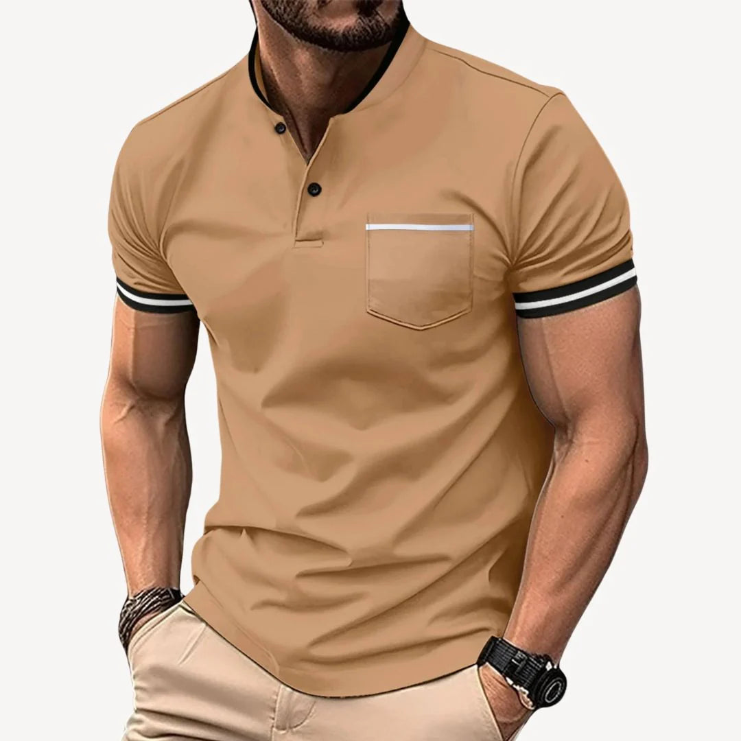 Dorian – Short-Sleeve Polo Shirt with Pocket and Contrast Trim