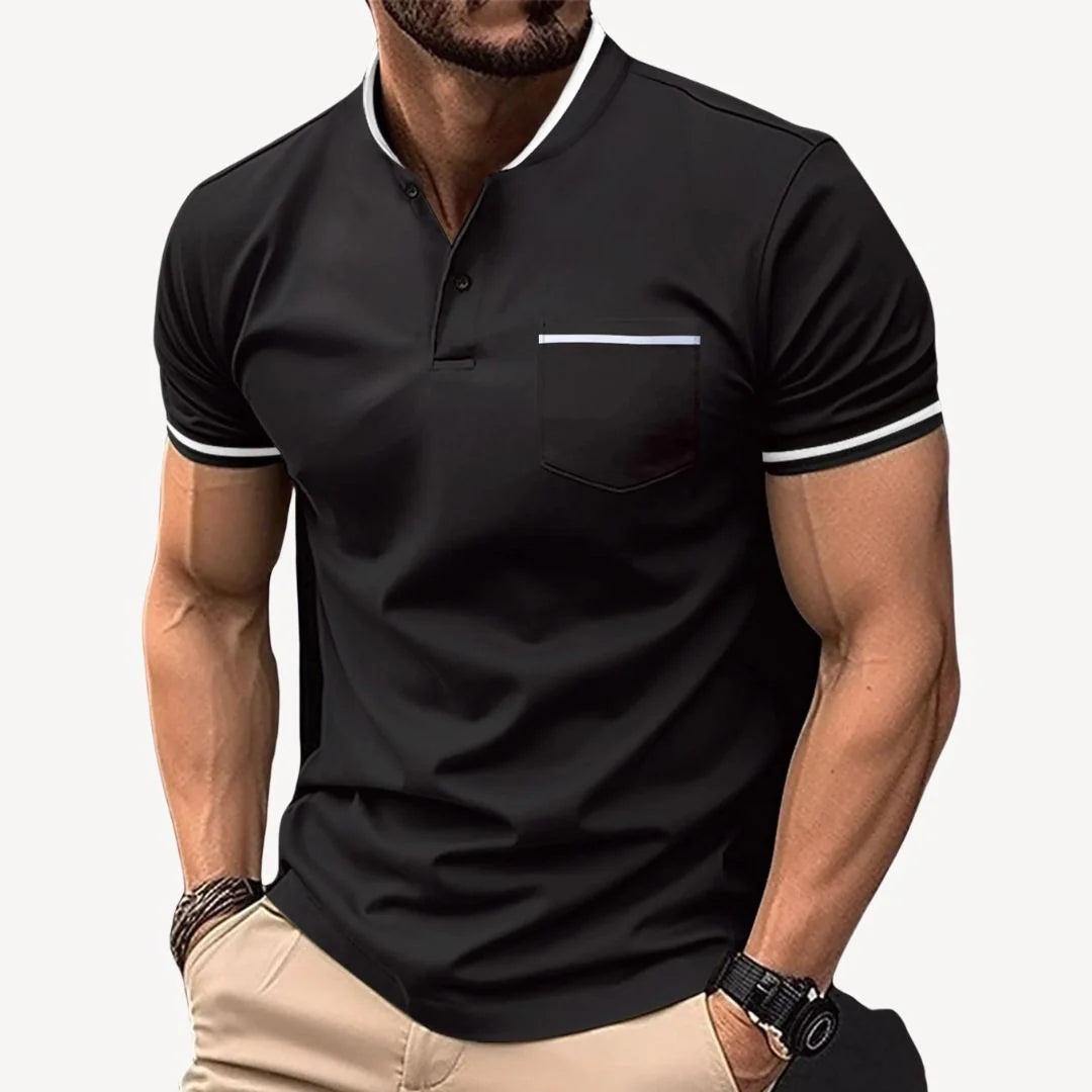 Dorian – Short-Sleeve Polo Shirt with Pocket and Contrast Trim