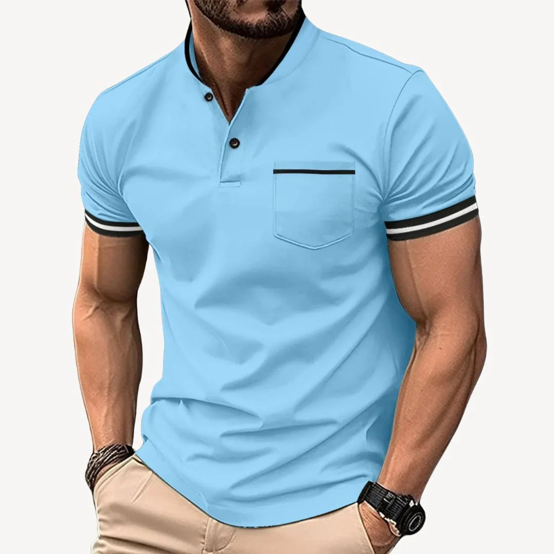 Dorian – Short-Sleeve Polo Shirt with Pocket and Contrast Trim