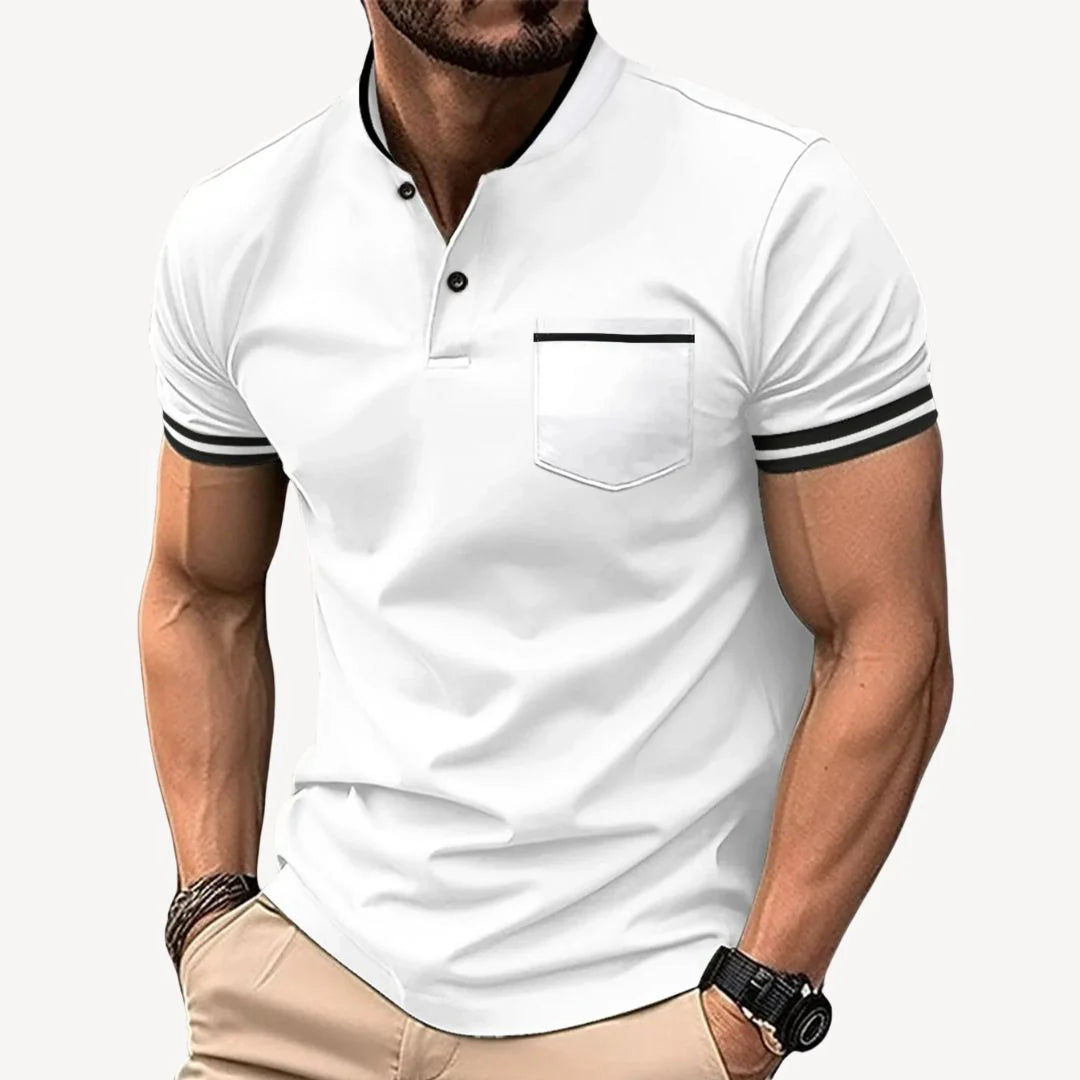 Dorian – Short-Sleeve Polo Shirt with Pocket and Contrast Trim