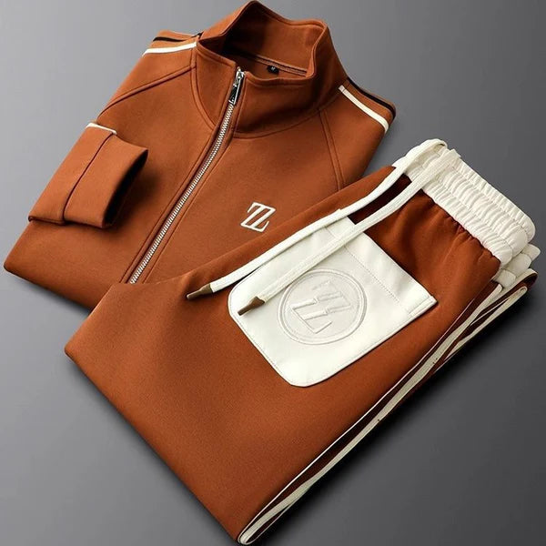 Dylan - Sport-Luxe Track Set with White Trim and Elastic Waistband