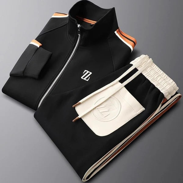 Dylan - Sport-Luxe Track Set with White Trim and Elastic Waistband
