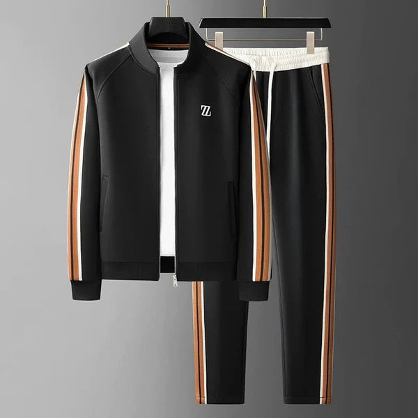 Dylan - Sport-Luxe Track Set with White Trim and Elastic Waistband