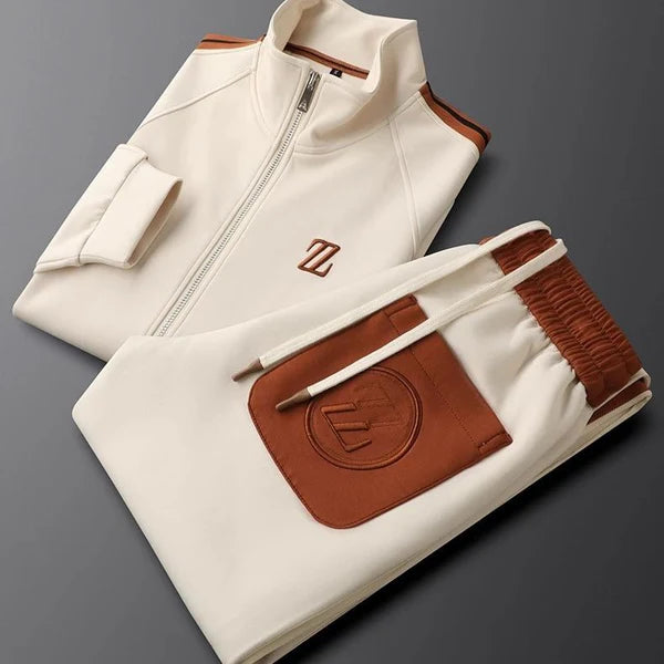 Dylan - Sport-Luxe Track Set with White Trim and Elastic Waistband