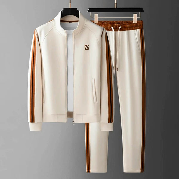 Dylan - Sport-Luxe Track Set with White Trim and Elastic Waistband