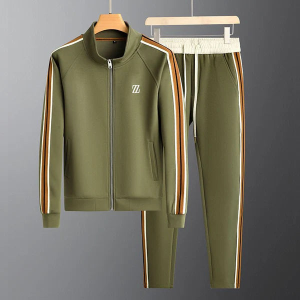 Dylan - Sport-Luxe Track Set with White Trim and Elastic Waistband