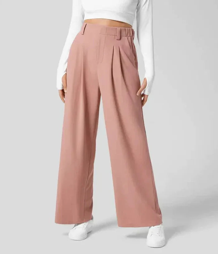 Elara – Wide-Leg Trousers with High Waist and Front Pleats