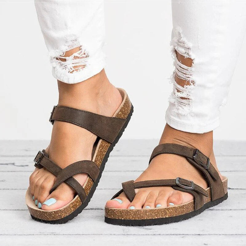 Elena – Comfort T-Strap Sandals with Adjustable Buckles