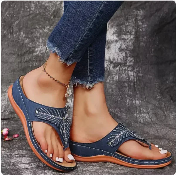 Elisa – Embellished Toe Loop Sandals with Cushioned Sole