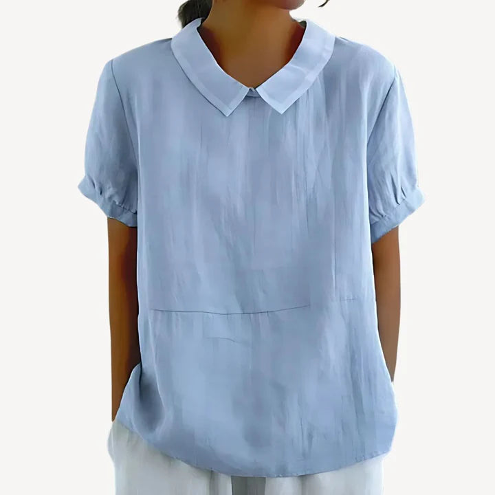 Orla - Puff Sleeve Blouse with Peter Pan Collar and Loose Fit