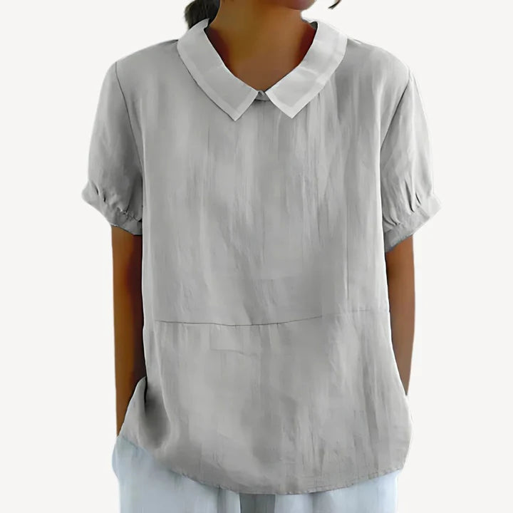 Orla - Puff Sleeve Blouse with Peter Pan Collar and Loose Fit