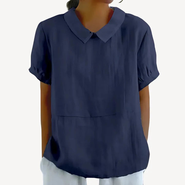 Orla - Puff Sleeve Blouse with Peter Pan Collar and Loose Fit