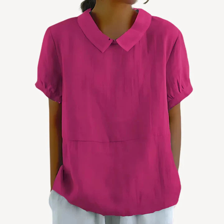 Orla - Puff Sleeve Blouse with Peter Pan Collar and Loose Fit