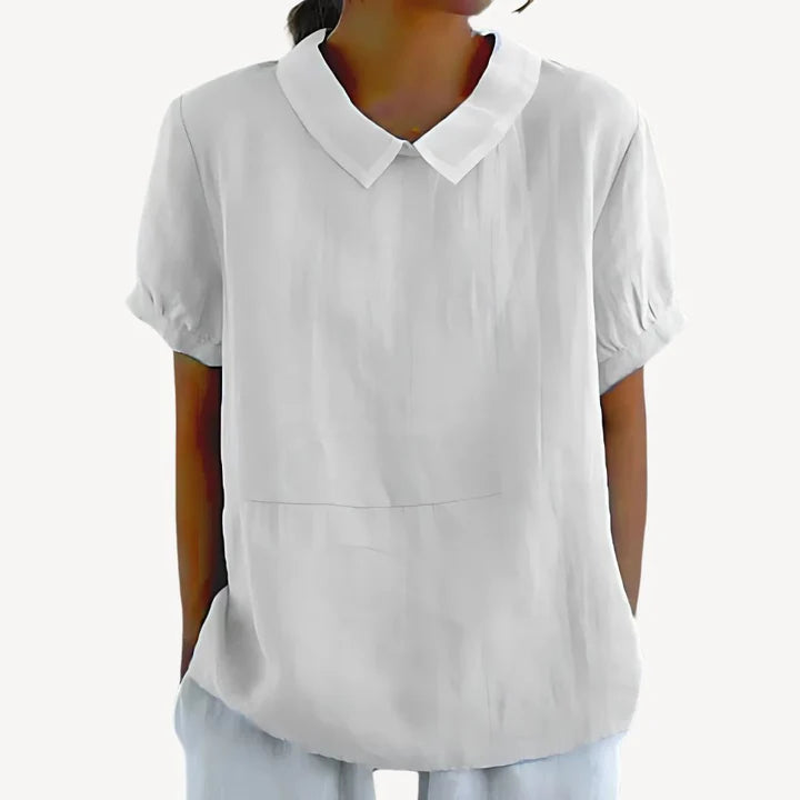 Orla - Puff Sleeve Blouse with Peter Pan Collar and Loose Fit