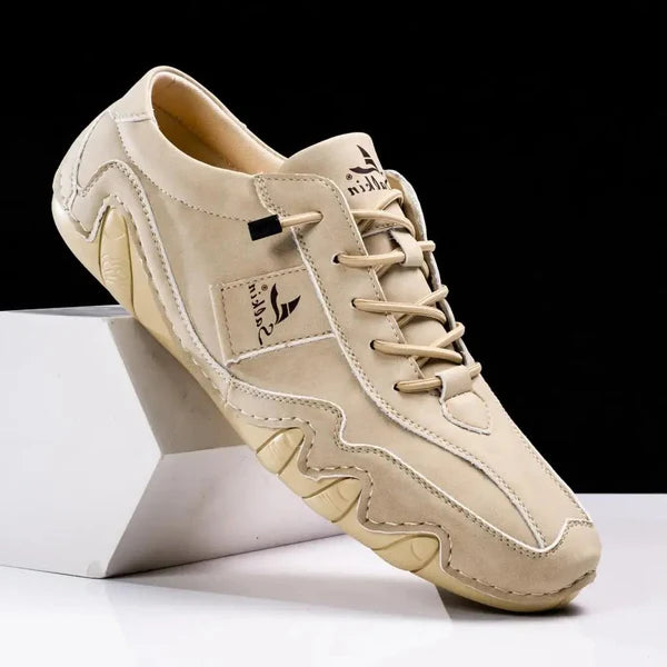 Emmett – Casual Driving Shoes with Contrast Stitch and Wave Sole Design
