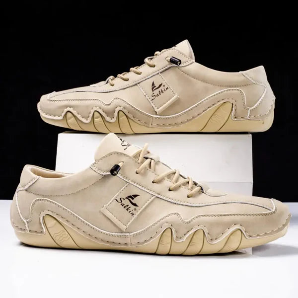 Emmett – Casual Driving Shoes with Contrast Stitch and Wave Sole Design