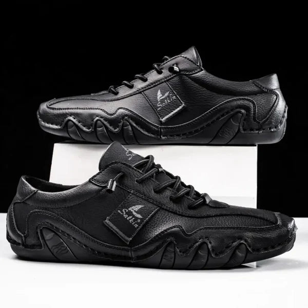 Emmett – Casual Driving Shoes with Contrast Stitch and Wave Sole Design