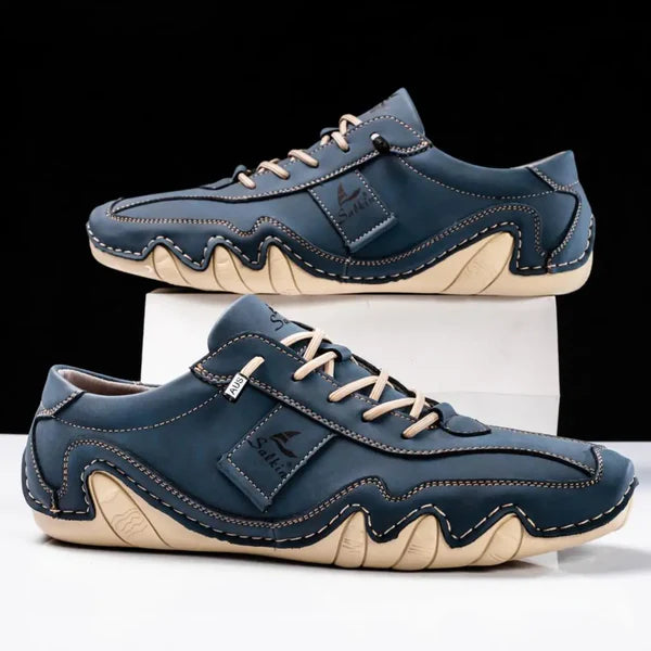 Emmett – Casual Driving Shoes with Contrast Stitch and Wave Sole Design