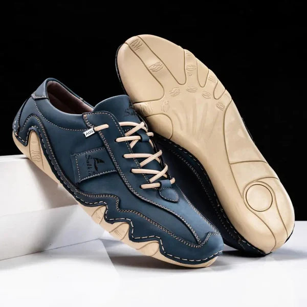 Emmett – Casual Driving Shoes with Contrast Stitch and Wave Sole Design