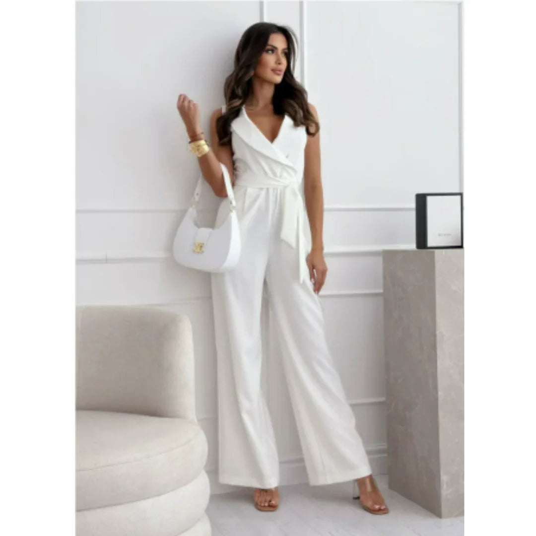 Evelina - Sleeveless Wrap Jumpsuit with V-Neck