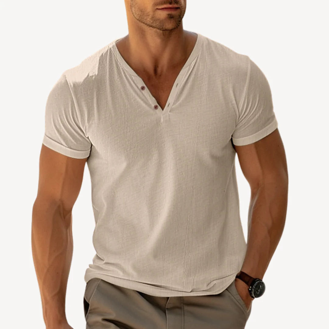 Felix – Lightweight V-Neck Henley Tee for Casual Summer Outfits