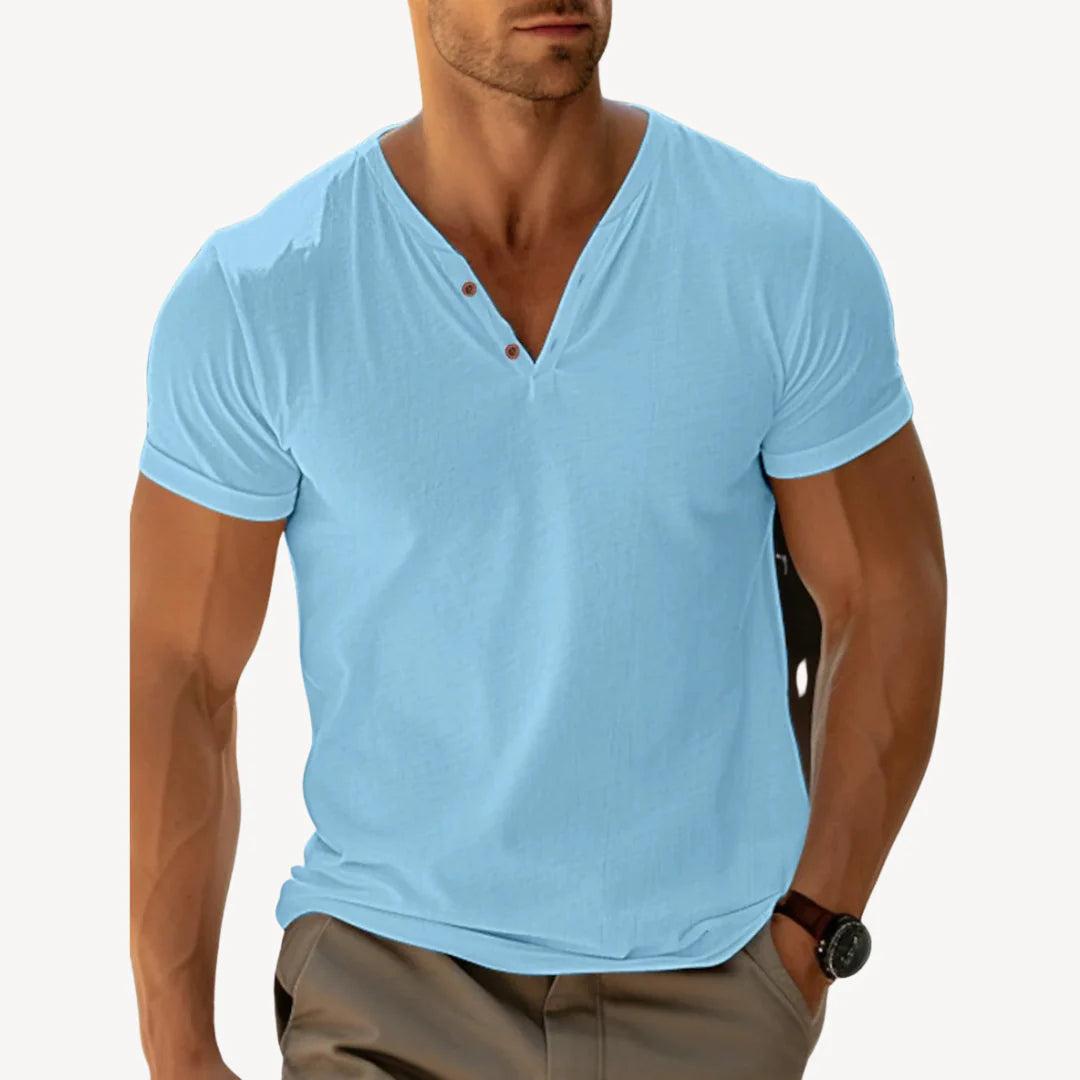 Felix – Lightweight V-Neck Henley Tee for Casual Summer Outfits