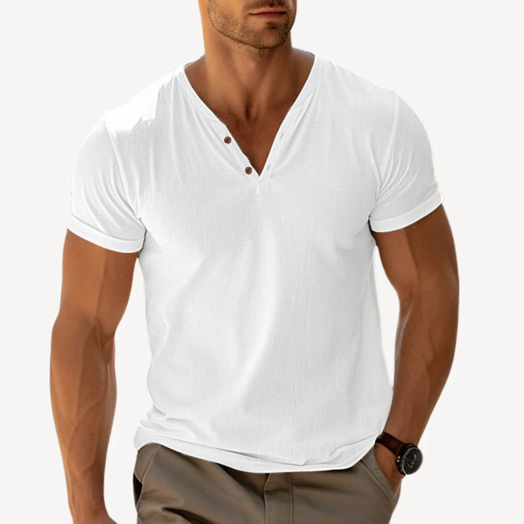 Felix – Lightweight V-Neck Henley Tee for Casual Summer Outfits