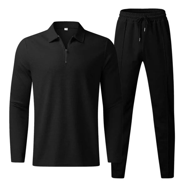 Isaac – Minimalist Polo Sweat Set with Slim Jogger Trousers